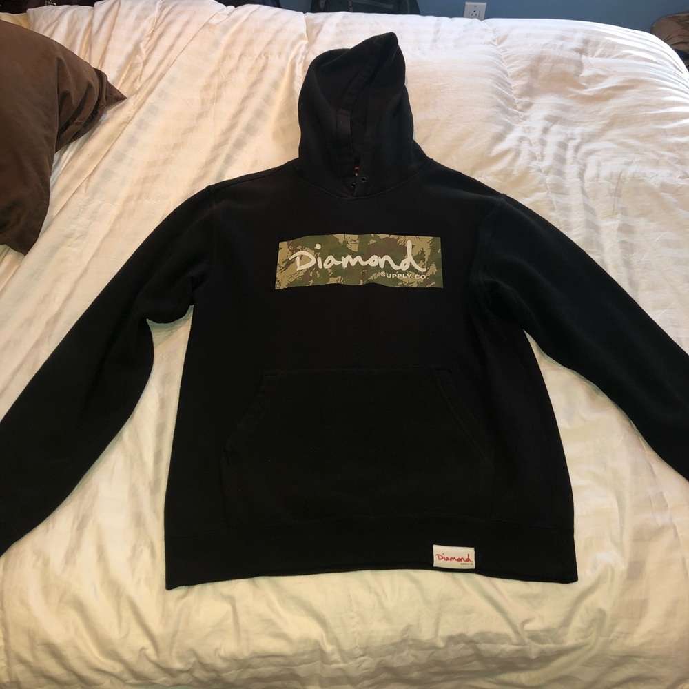 Diamond Supply Co Black Hoodie Camo Bogo